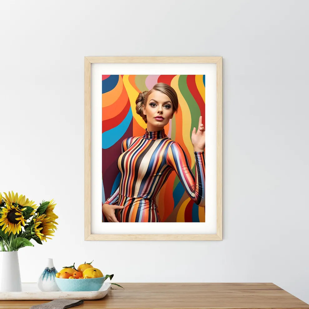 Woman In A Striped Dress Art Prin - Kitchen Hangings