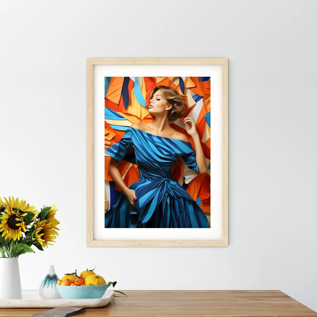 Woman In A Blue Dress Art Prin - Kitchen Hangings