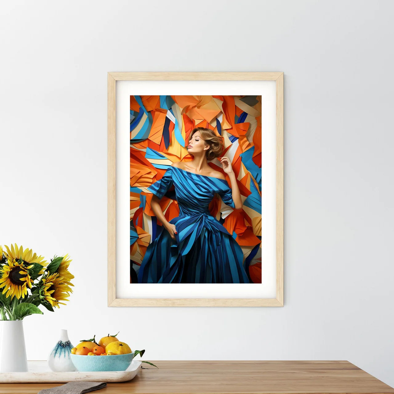 Woman In A Blue Dress Art Prin - Kitchen Hangings
