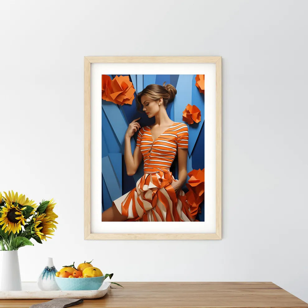 Woman In A Striped Dress Art Prin - Kitchen Hangings