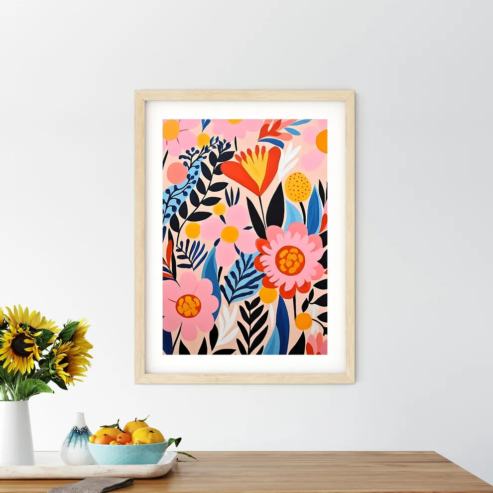 Painting Of Flowers And Leaves Art Prin - Kitchen Hangings