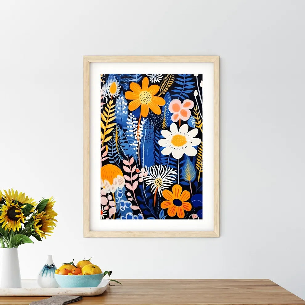 Painting Of Flowers And Leaves Art Prin - Kitchen Hangings