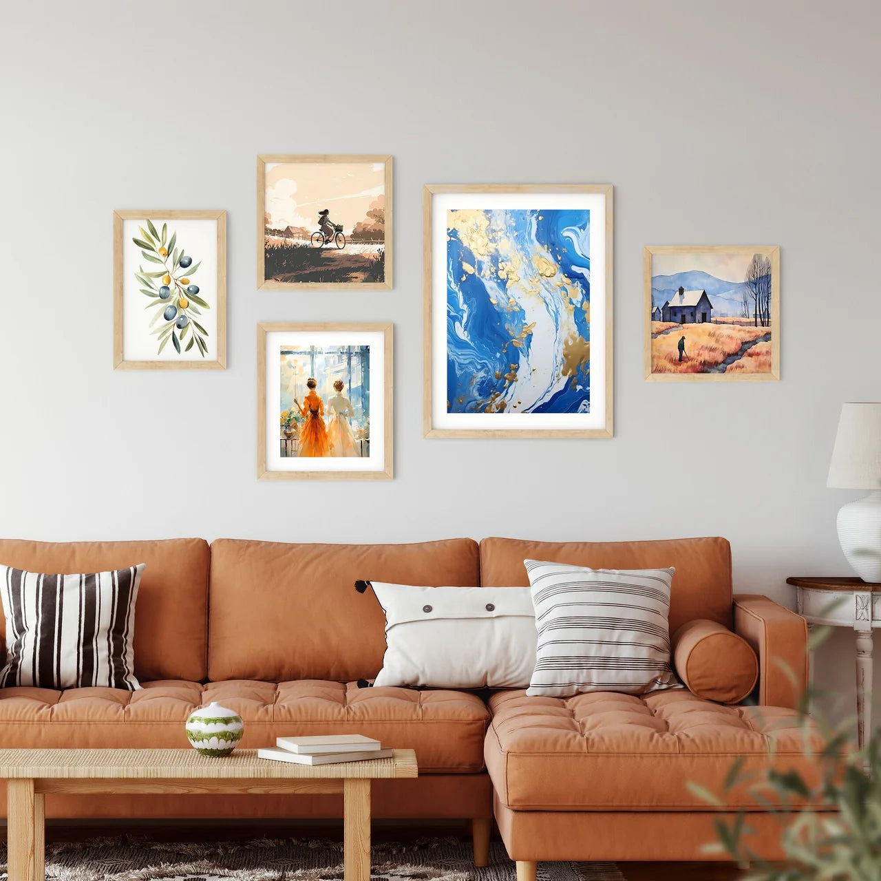 Blue And White Liquid With Gold Splatters Ar Framed Print