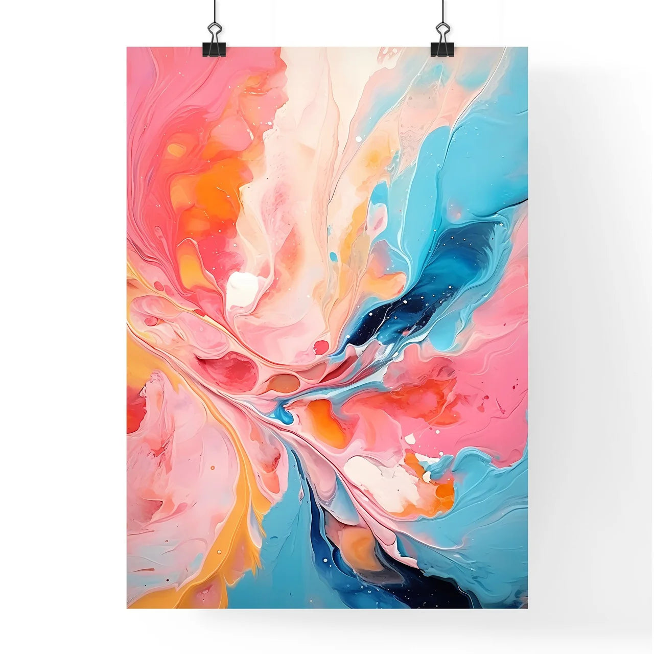 Colorful Painting With White And Pink Paint  Poster