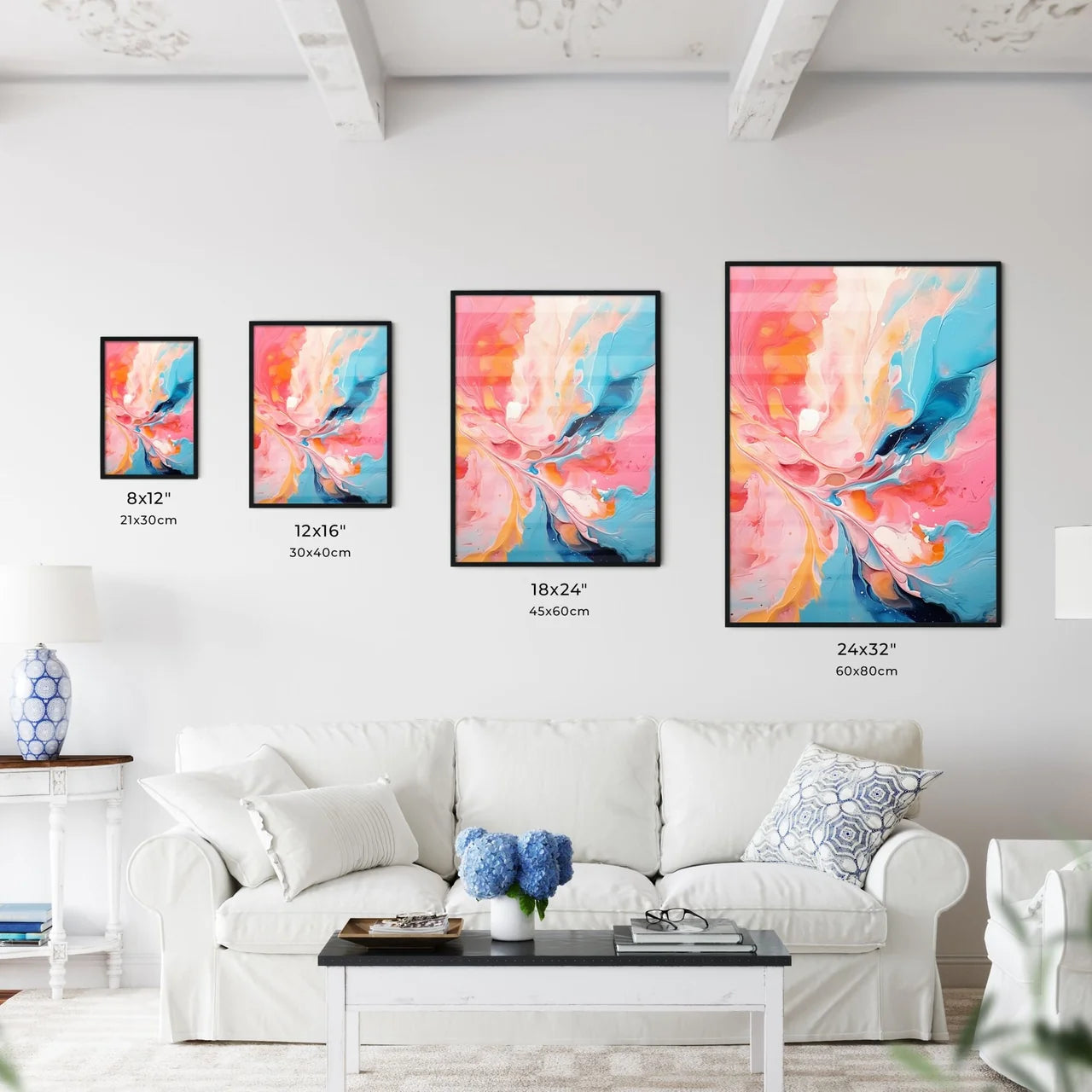 Colorful Painting With White And Pink Paint  Wall Art