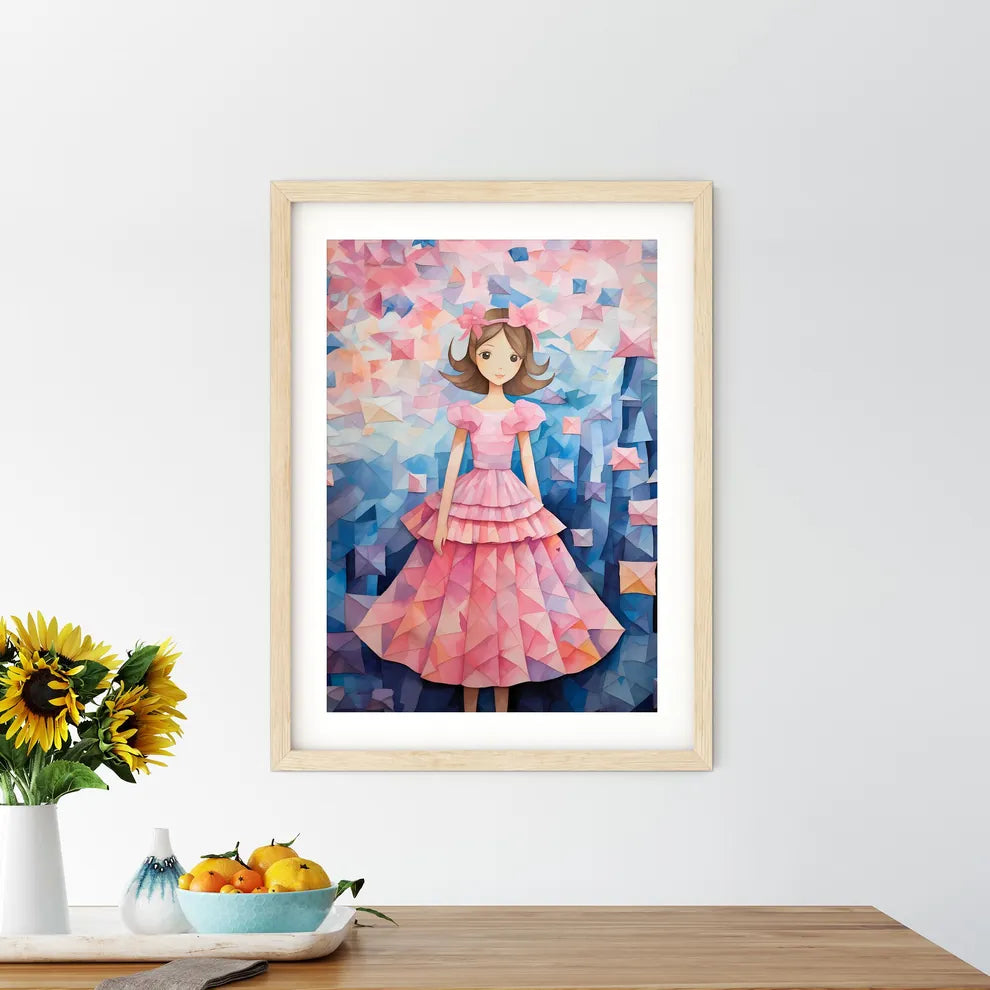 Painting Of A Girl In A Pink Dress Art Prin - Kitchen Hangings