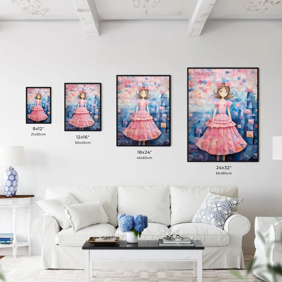 Painting Of A Girl In A Pink Dress Art Prin Wall Art