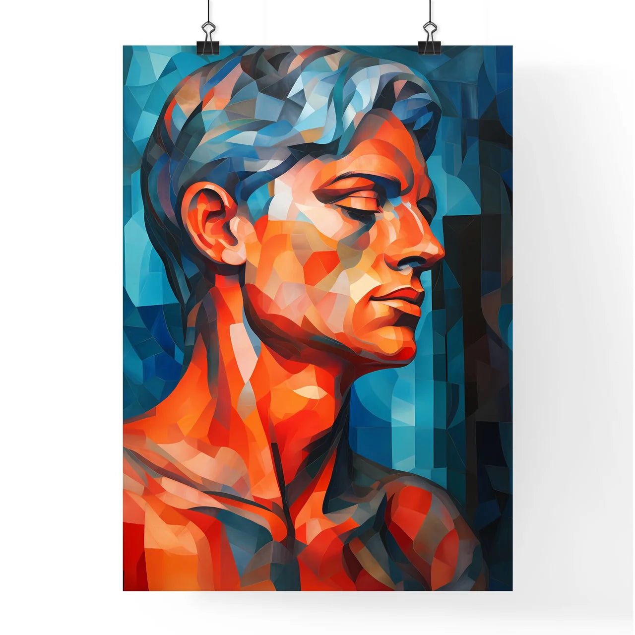 Low Polygon Of A Mans Head Art Prin Poster