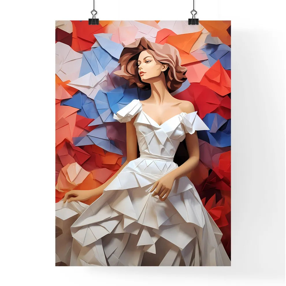 Woman In A White Dress Lying On A Colorful B Poster
