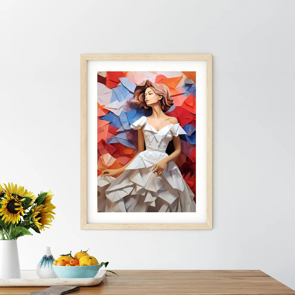 Woman In A White Dress Lying On A Colorful B - Kitchen Hangings