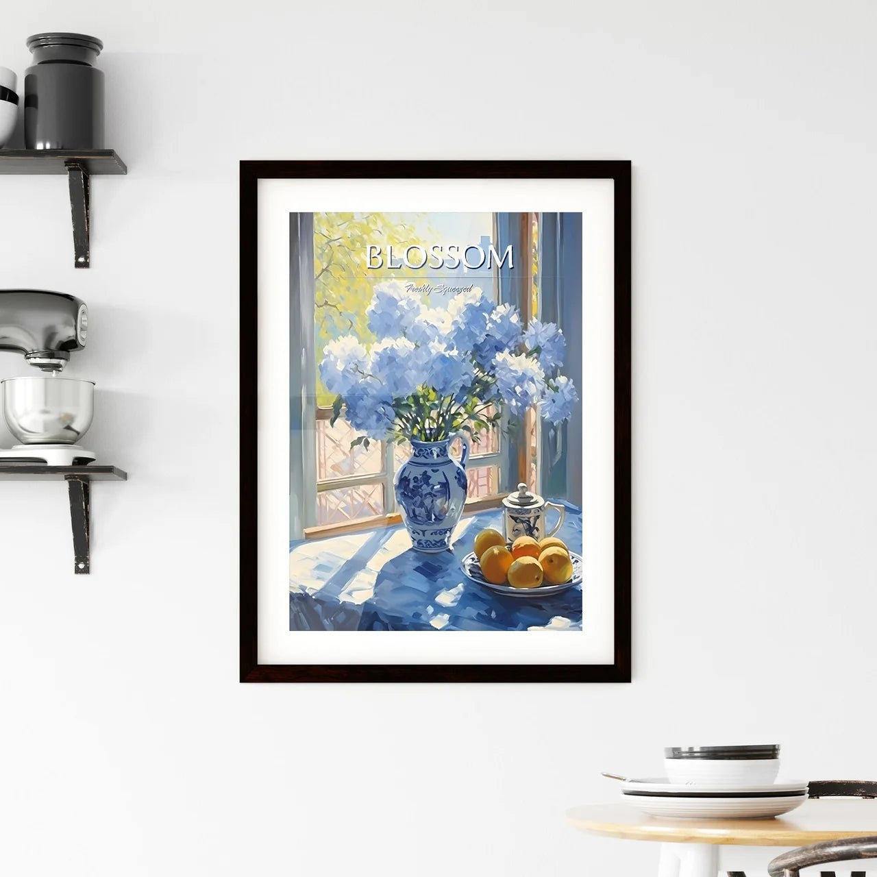 Painting Of Flowers In A Vase And A Plate Of Framed Print