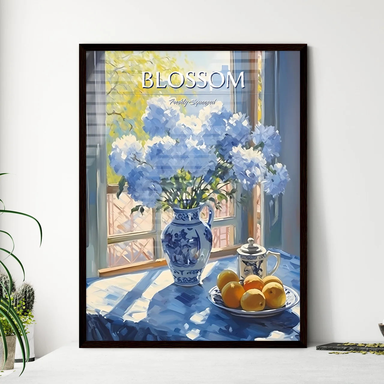 Painting Of Flowers In A Vase And A Plate Of - Framed Art Print