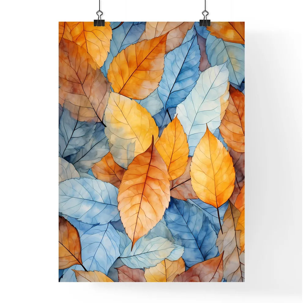 Group Of Orange And Blue Leaves Art Prin Poster
