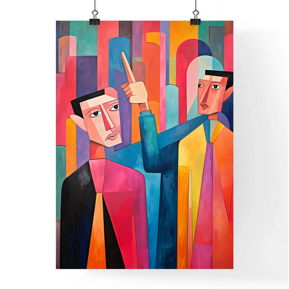 Painting Of Two Men Pointing At Each Other A Poster