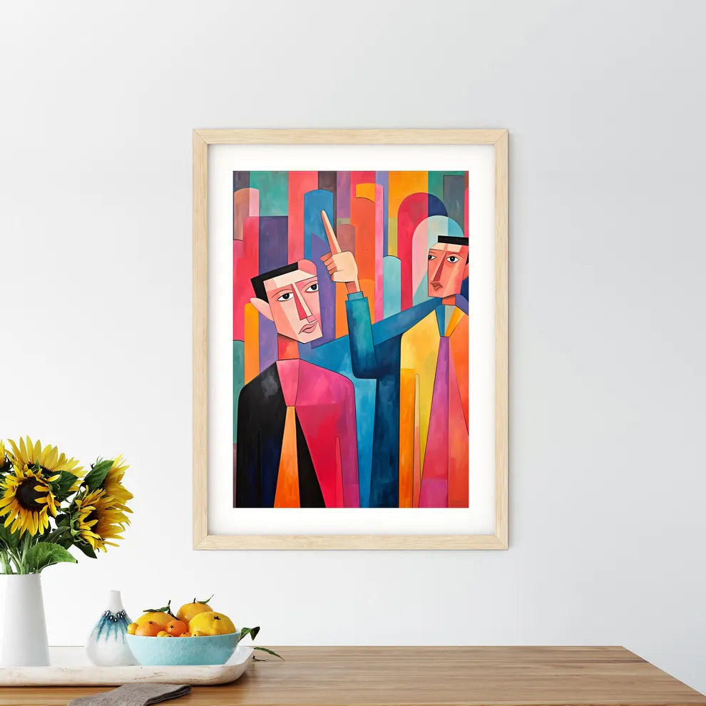 Painting Of Two Men Pointing At Each Other A - Kitchen Hangings