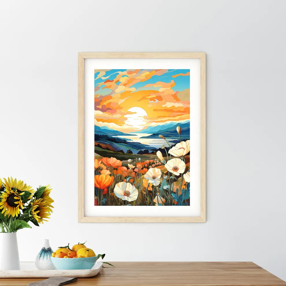 Painting Of A Field Of Flowers Art Prin - Kitchen Hangings