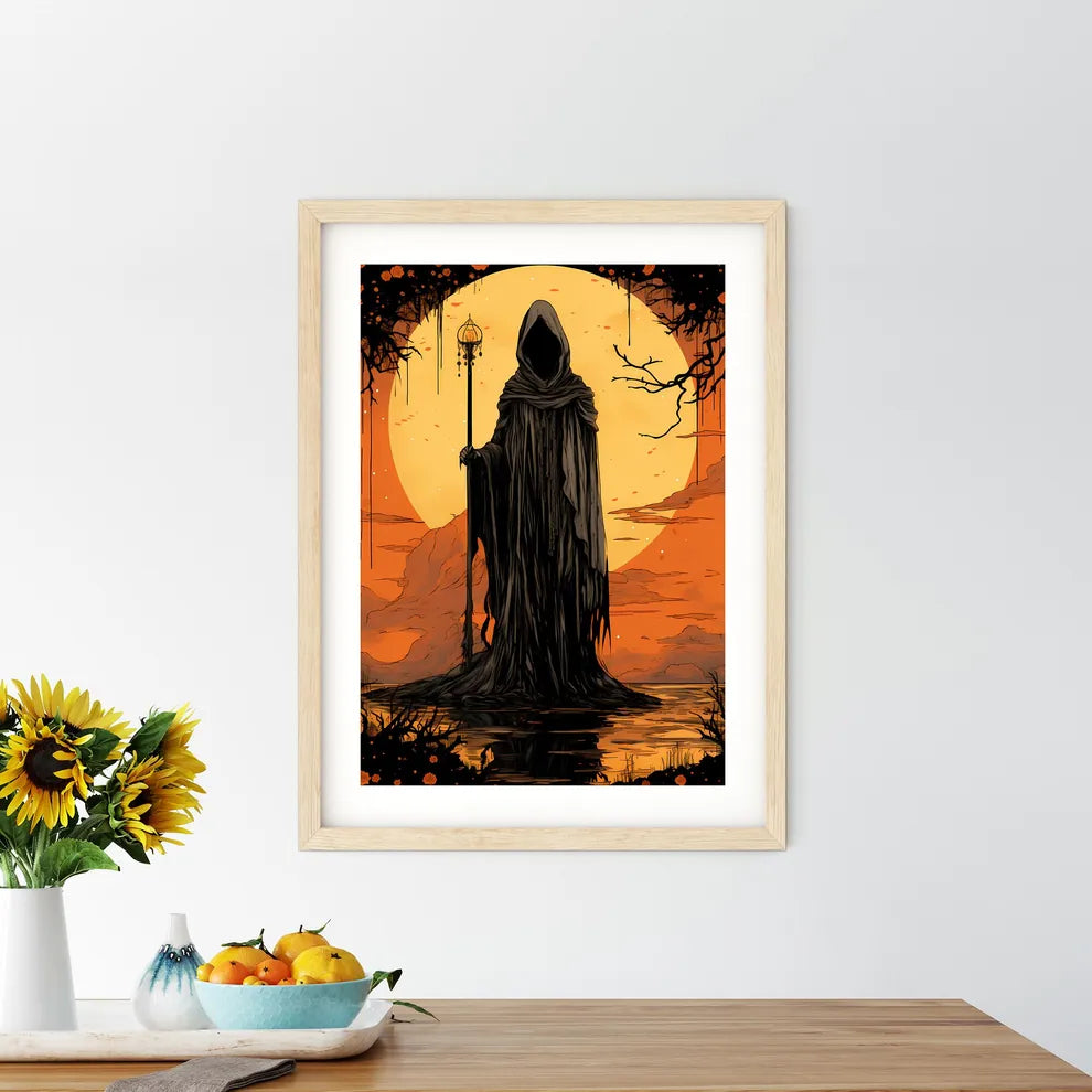 Cartoon Of A Person In A Robe Holding A Staf - Kitchen Hangings