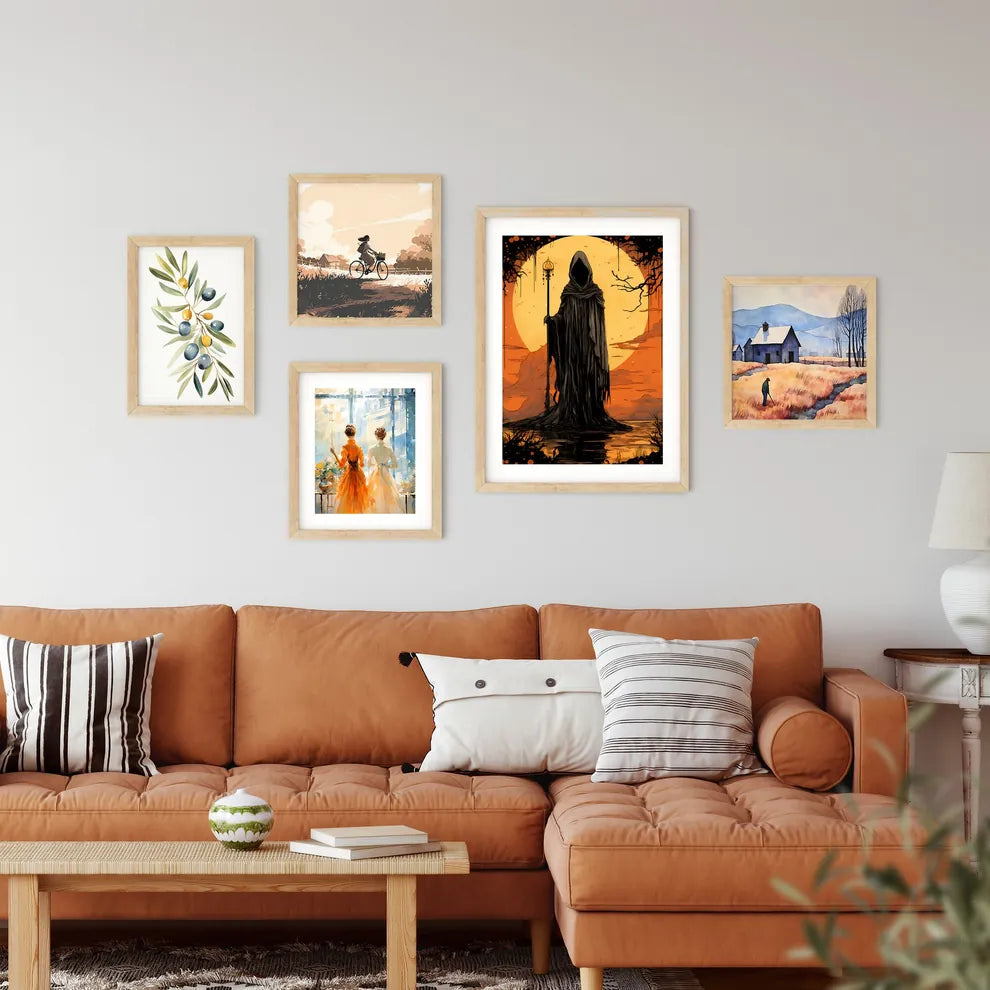 Cartoon Of A Person In A Robe Holding A Staf Framed Print