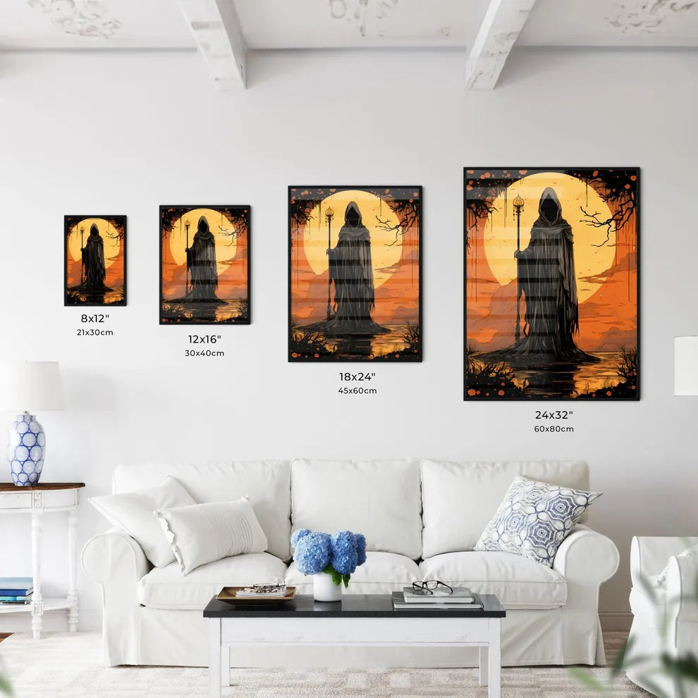 Cartoon Of A Person In A Robe Holding A Staf Wall Art