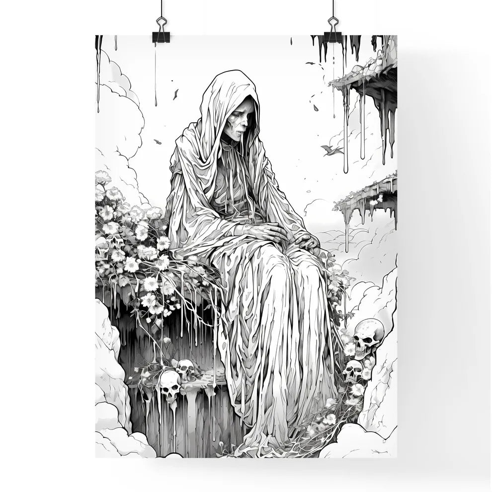 Black And White Drawing Of A Person In A Rob Poster