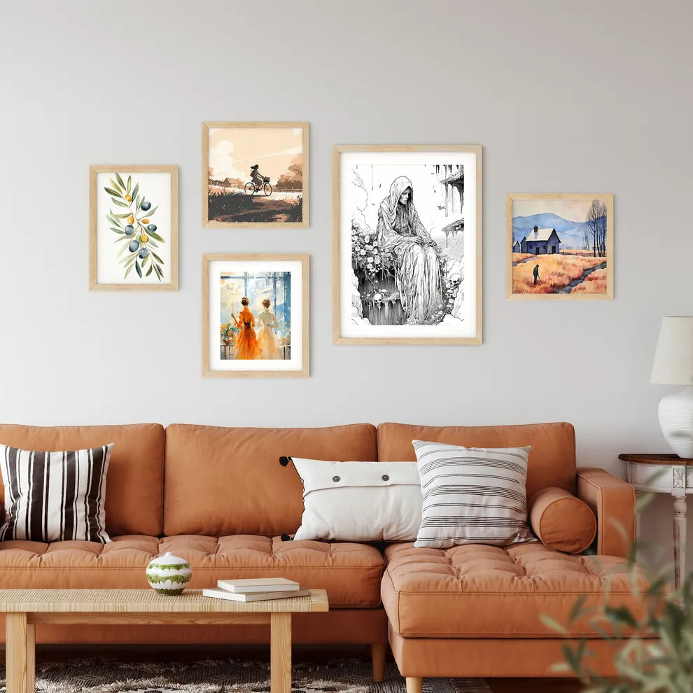 Black And White Drawing Of A Person In A Rob Framed Print