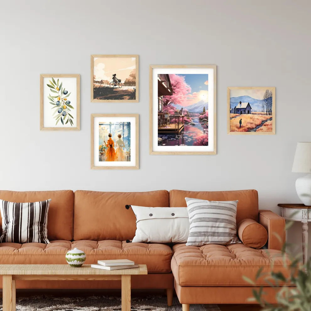 House With Pink Flowers On The Side Of The W Framed Print