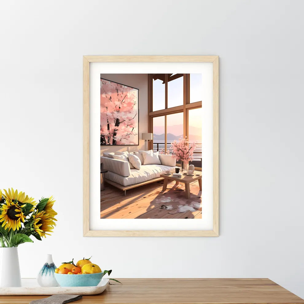 Living Room With A Large Window And A Couch  - Kitchen Hangings