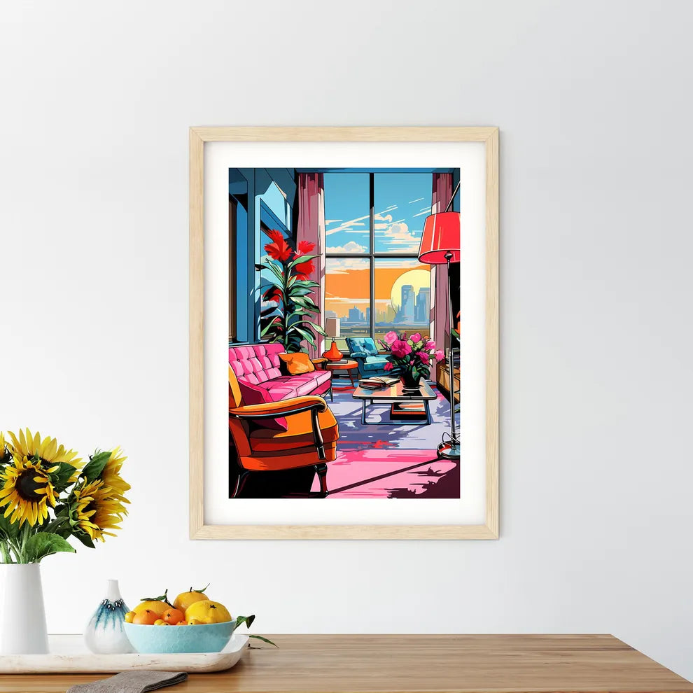 Living Room With A Couch And Chairs And A Ta - Kitchen Hangings