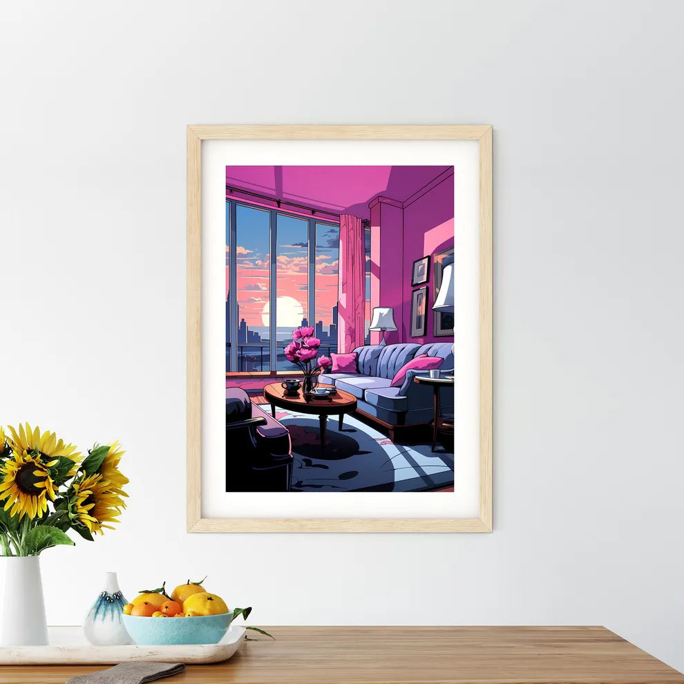 Living Room With A View Of The Sunset Art Pr - Kitchen Hangings