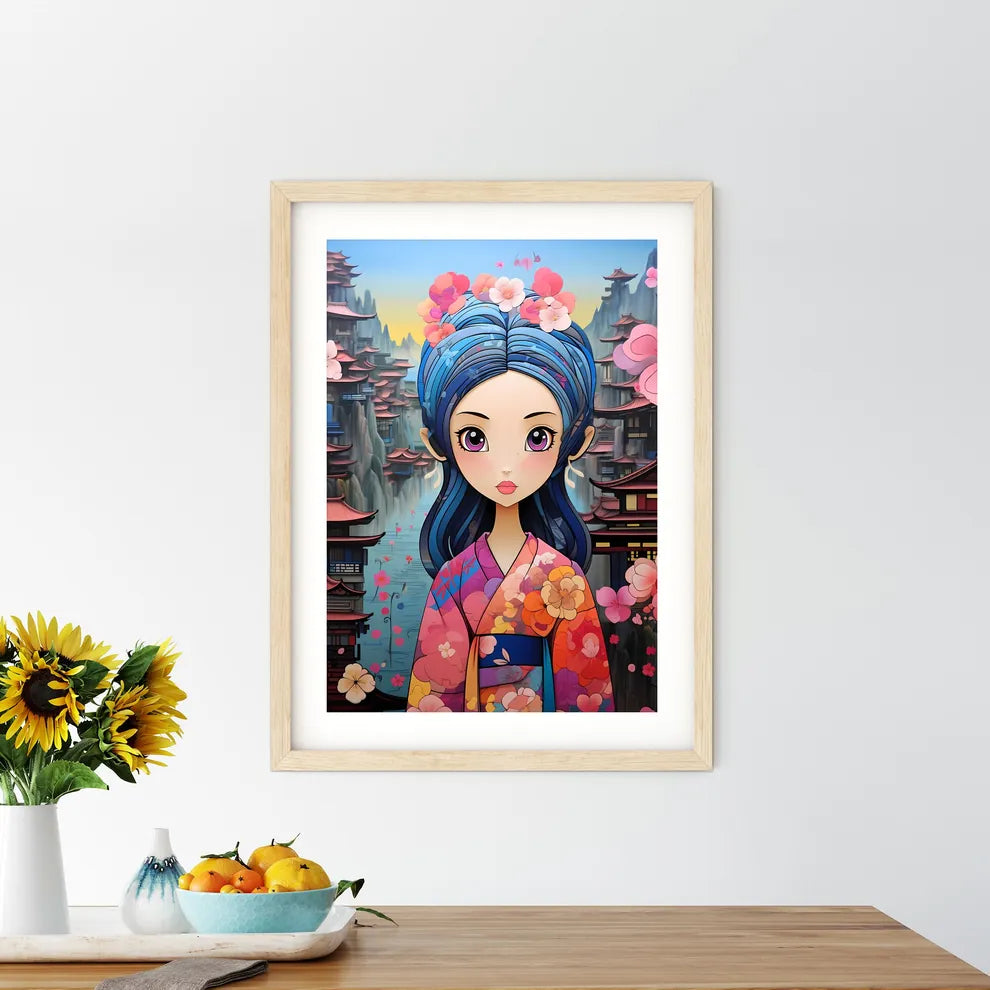 Cartoon Of A Woman With Flowers In Her Hair  - Kitchen Hangings