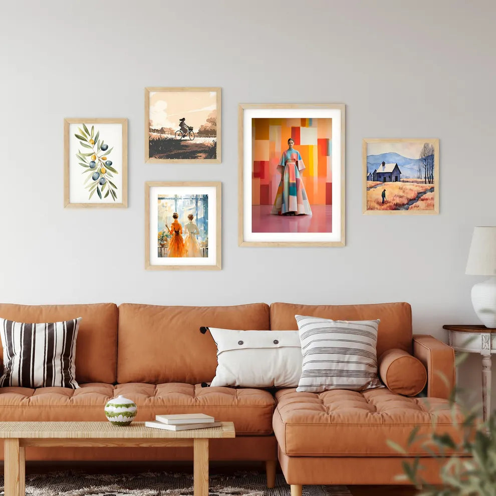 Woman In A Colorful Dress Art Prin Framed Print