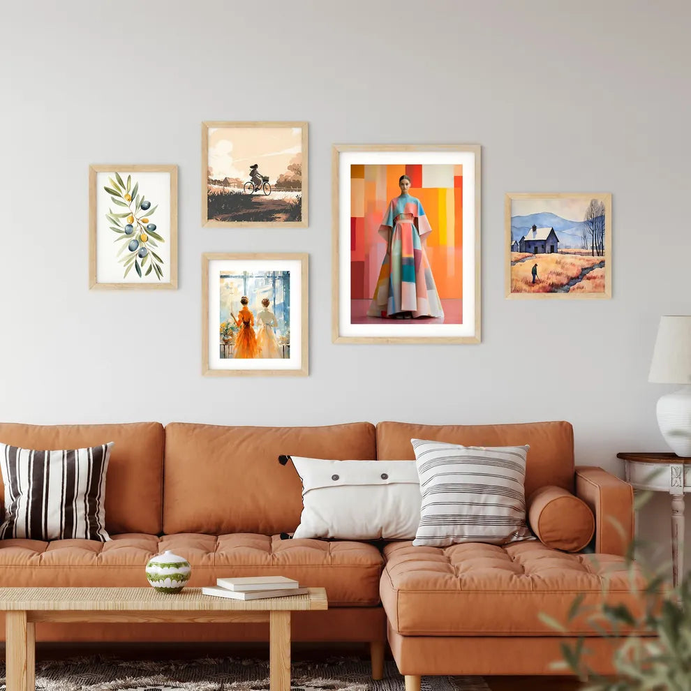 Woman In A Colorful Dress Art Prin Framed Print