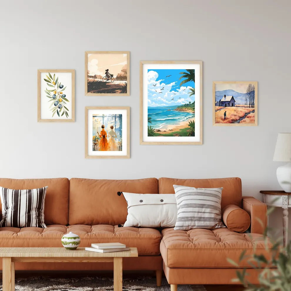 Beach With Palm Trees And A B Framed Print
