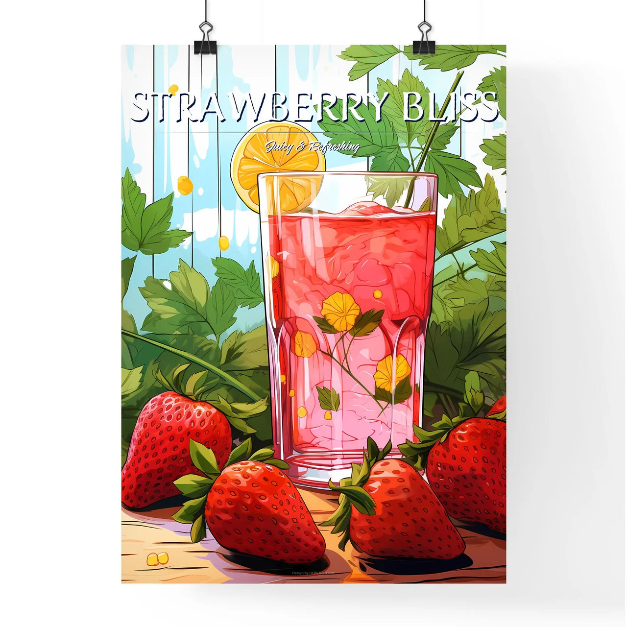 Glass Of Strawberry Juice With Strawberries  Poster