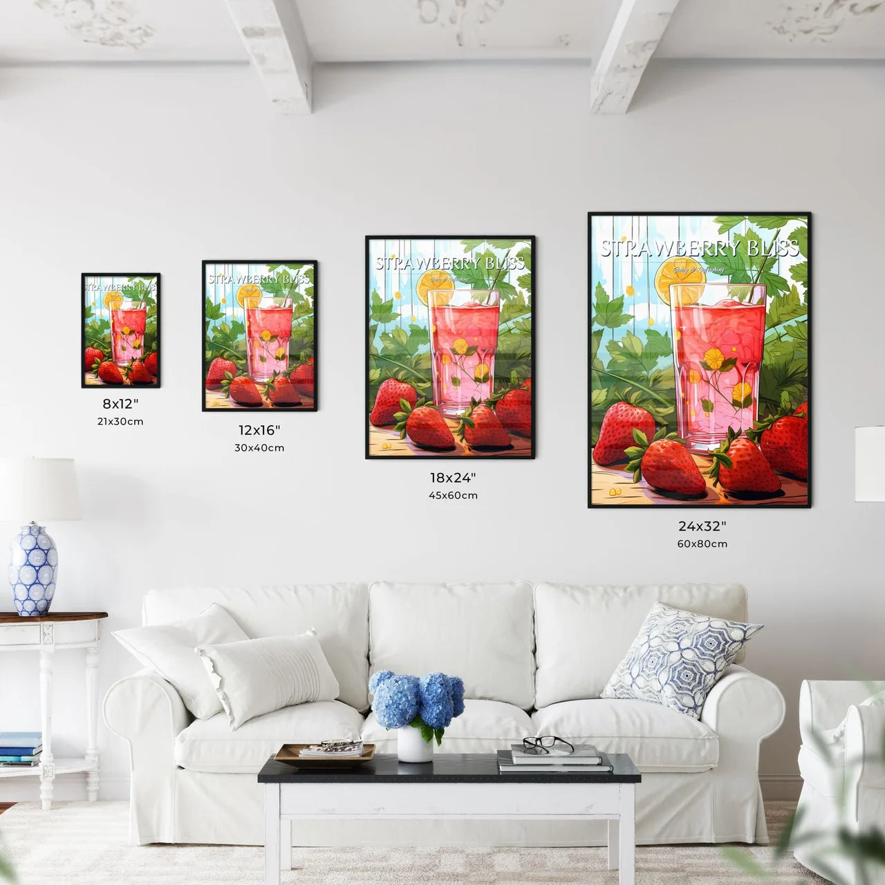 Glass Of Strawberry Juice With Strawberries  - Kitchen Hangings