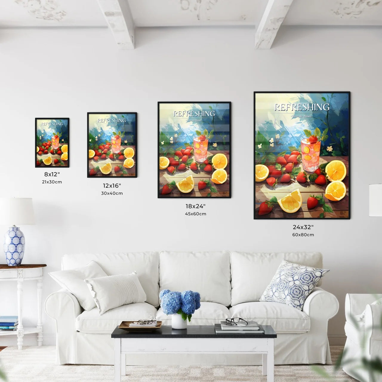 Glass Of Strawberry And Lemonade On A Table  - Kitchen Hangings