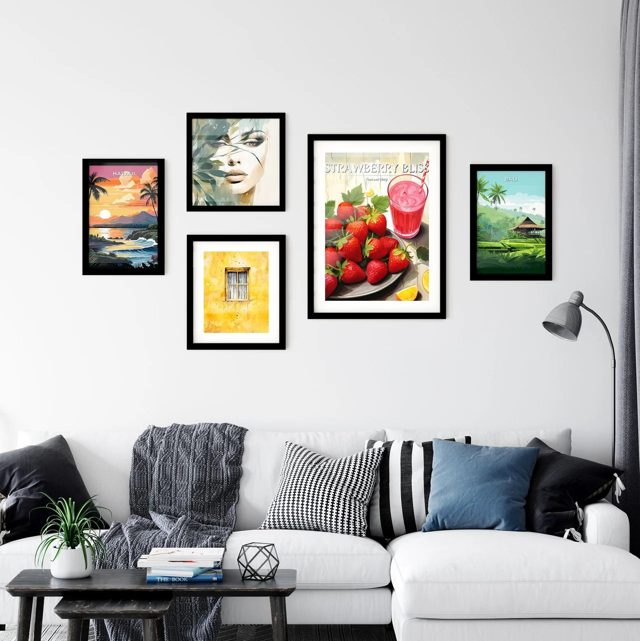 Plate Of Strawberries And A Glass Of Pink Ju Wall Art