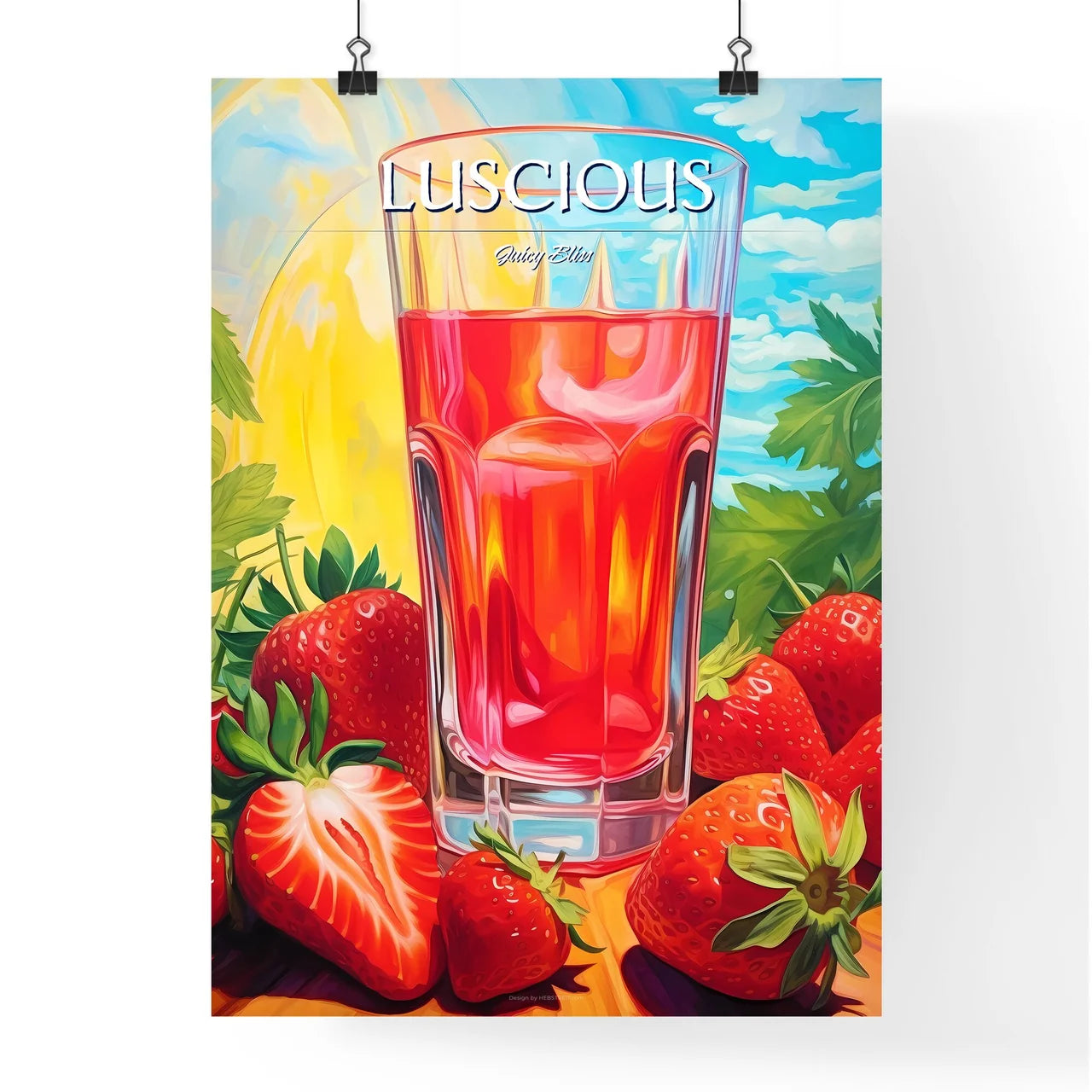 Glass Of Red Liquid Next To Strawberries Art Poster