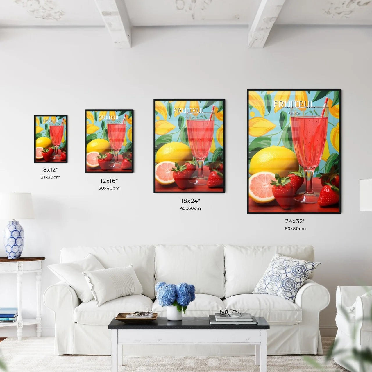 Glass Of Pink Drink With Straw Next To Straw - Kitchen Hangings