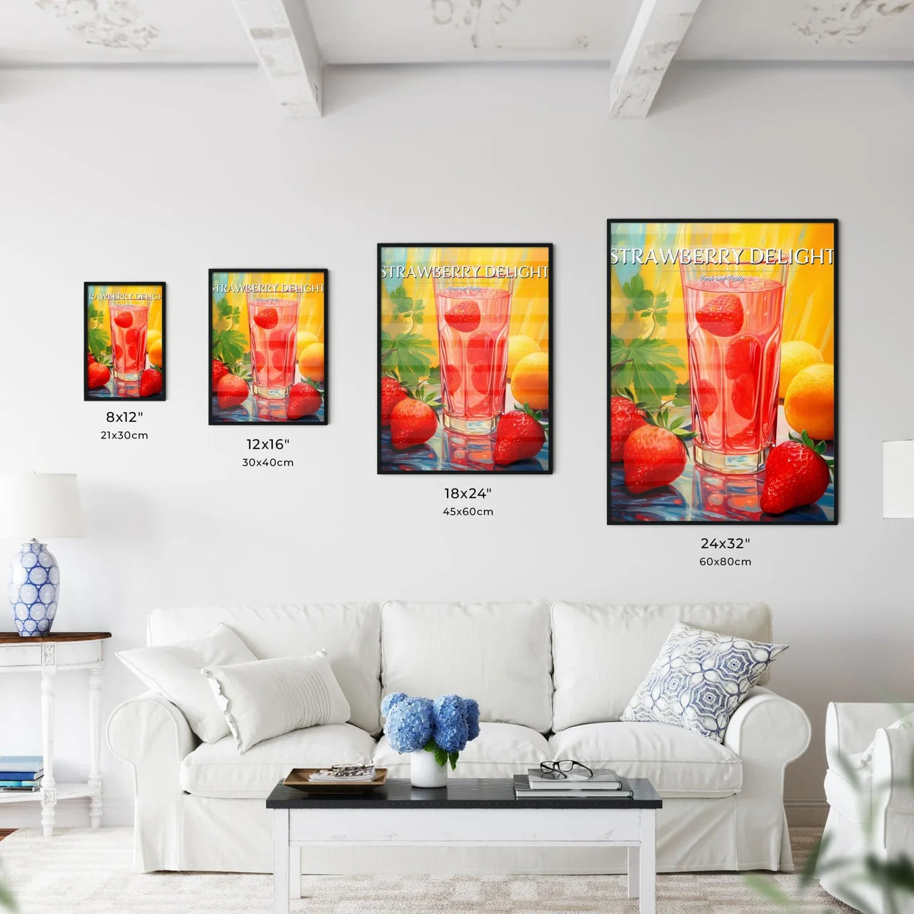 Glass Of Strawberry Juice And Fruit Art Prin - Kitchen Hangings