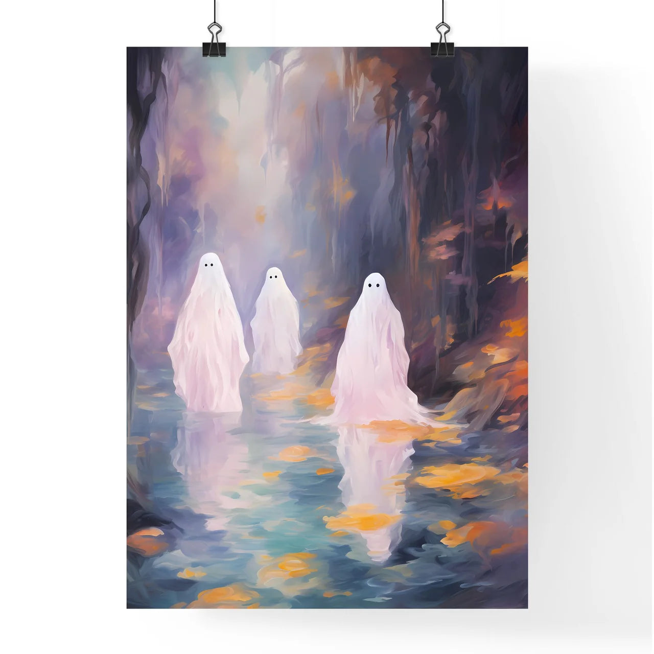 Group Of Ghosts In A Stream A Poster