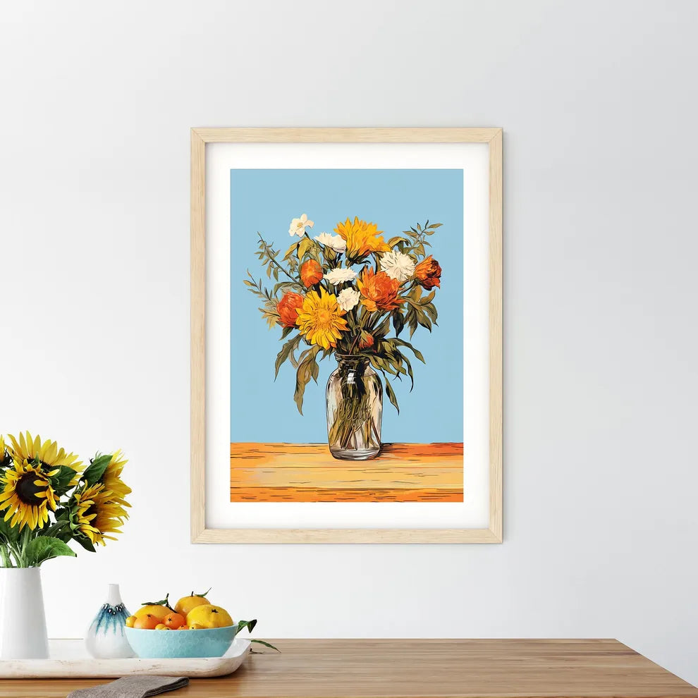Vase Of Flowers On A Table Art Prin - Kitchen Hangings