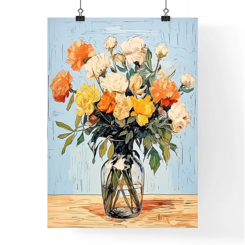 Painting Of Flowers In A Glass Vase Art Prin Poster