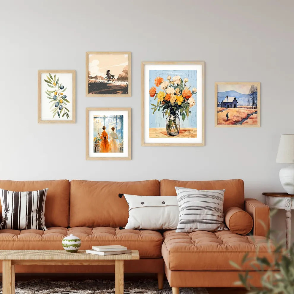 Painting Of Flowers In A Glass Vase Art Prin Framed Print