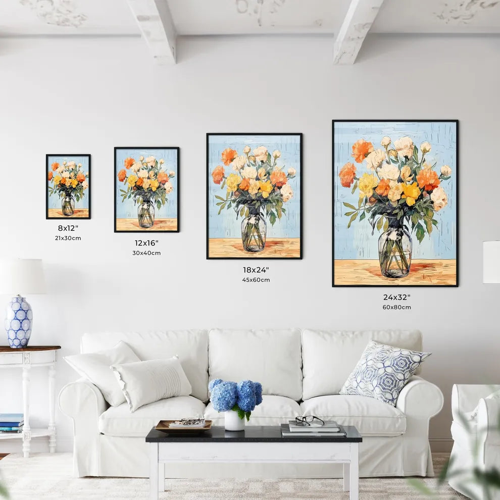 Painting Of Flowers In A Glass Vase Art Prin Wall Art