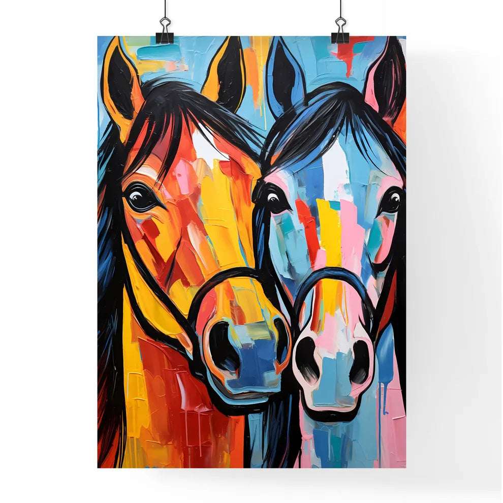 Painting Of Horses With Color Poster