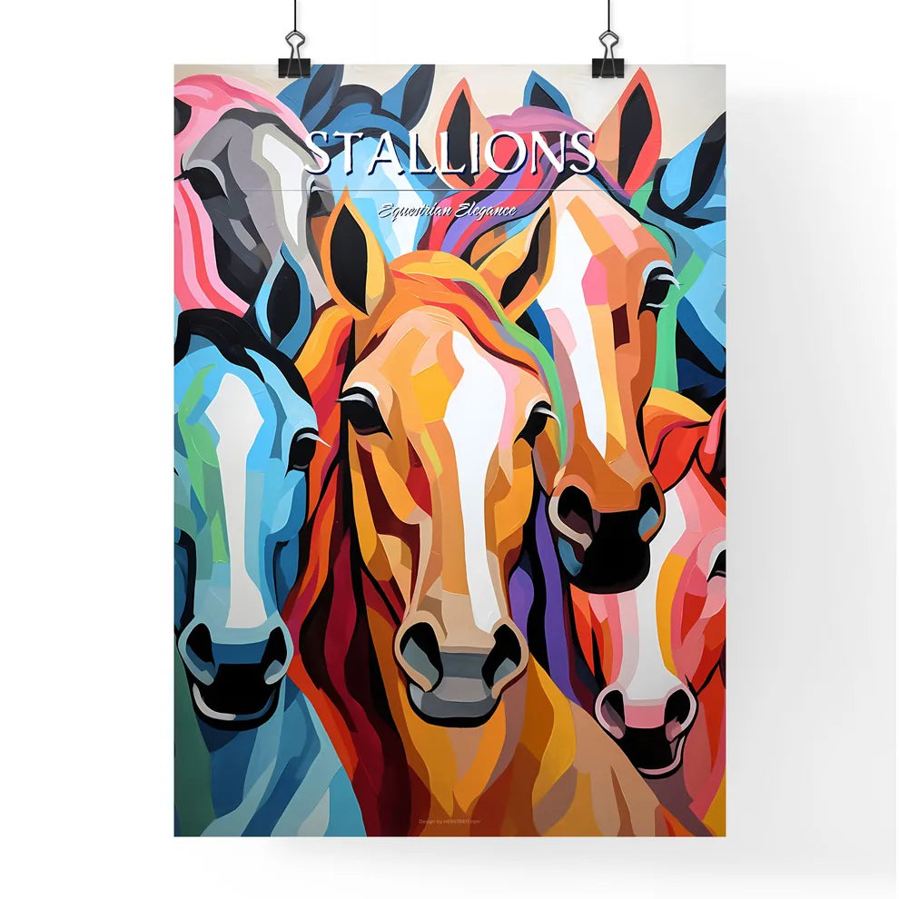 Group Of Horses Painted On A  Poster
