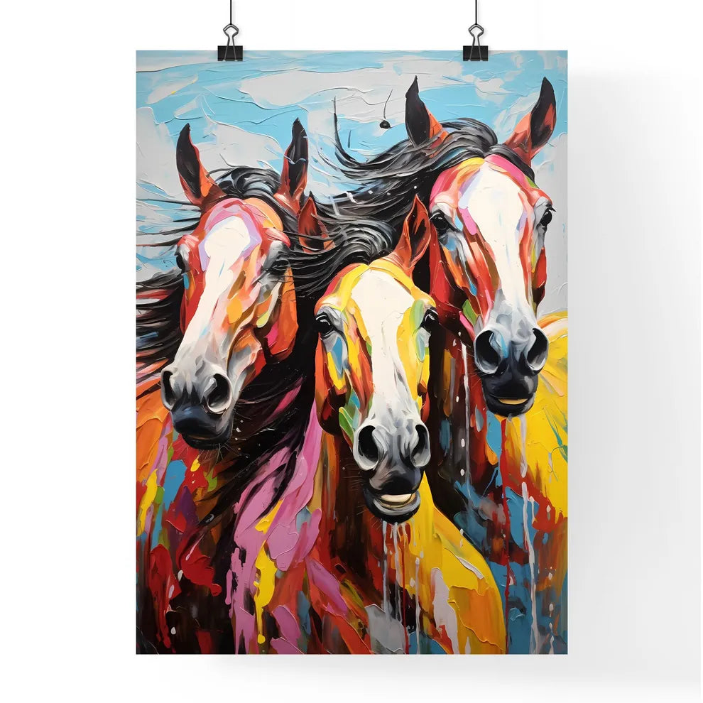 Painting Of Horses With Color Poster