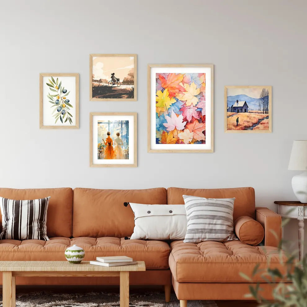 Group Of Colorful Leaves Art Prin Framed Print