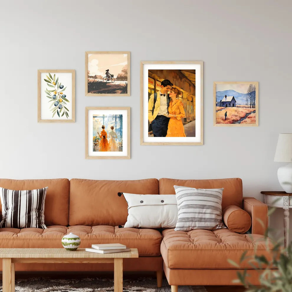 Man And Woman Hugging On A Train Art Prin Framed Print